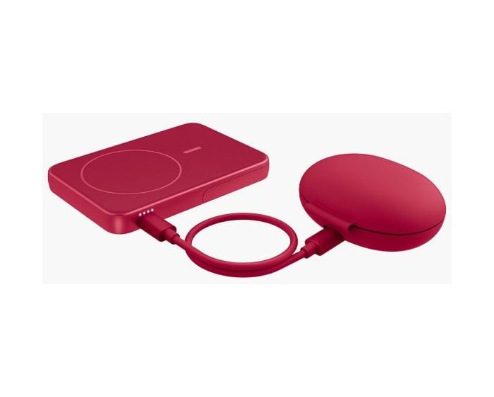 Wireless Magnetic 5000 mAh Powerbank USB Typ-C Kabelloses Laden  (Rot) 