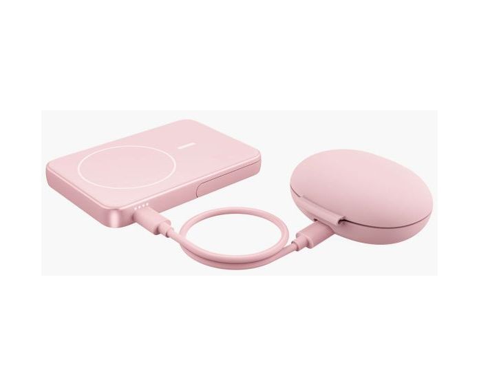Wireless Magnetic 5000 mAh Powerbank USB Typ-C Kabelloses Laden  (Pink) 