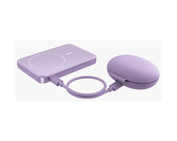 Wireless Magnetic 5000 mAh Powerbank USB Typ-C Kabelloses Laden  (Lila) 
