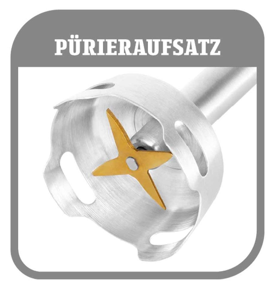 40972 Design Power Stabmixer Set 5-in-1 Stabmixer 1200 W 20 Stufen  (Schwarz, Edelstahl) 