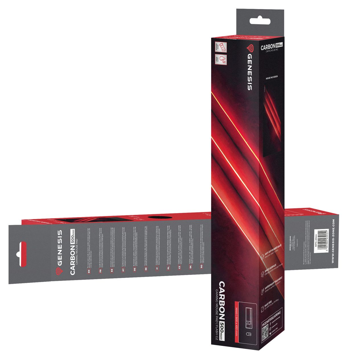 Carbon 500 Maxi Flash G2 Mauspad  (Schwarz, Rot) 