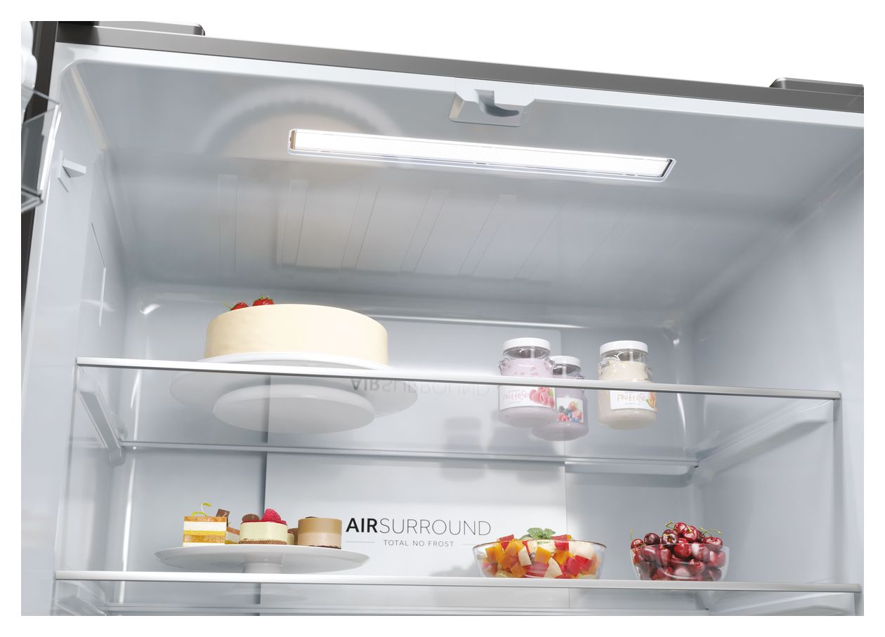 HCR3818EWMM Side-by-Side Kühl-/ Gefrierkombination 307 l / 156 l 290 kWh NoFrost 1815 mm x 833 mm  (Platin, Edelstahl) 