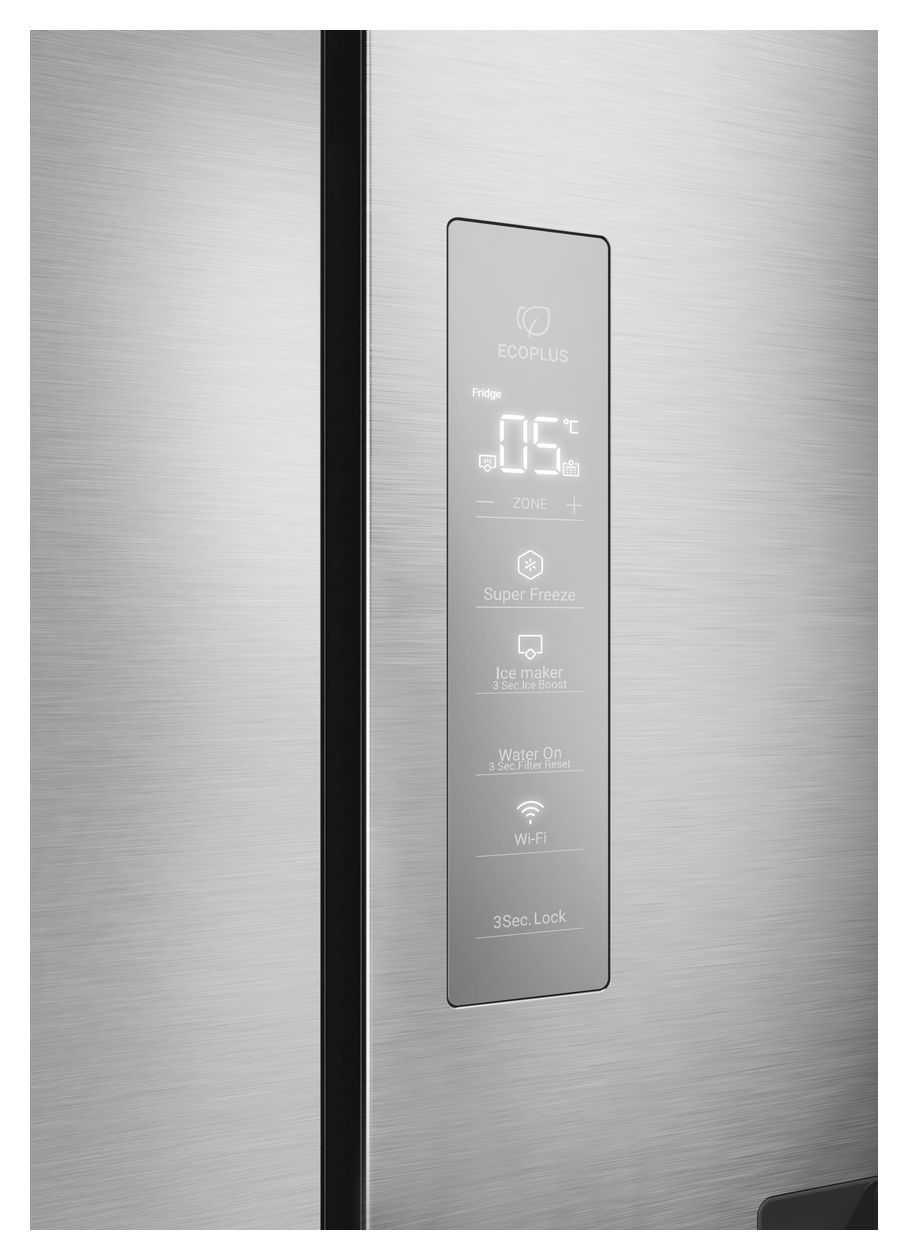 HCW58F18EHMP Side-by-Side Kühl-/ Gefrierkombination 319 l / 185 l 293 kWh NoFrost 1775 mm x 830 mm  (Platin, Edelstahl) 