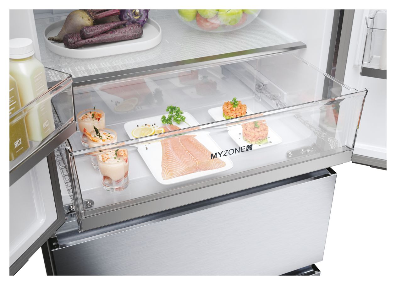 HFR5719EWMG Side-by-Side Kühl-/ Gefrierkombination 304 l / 140 l 298 kWh NoFrost 1900 mm x 700 mm  (Silber) 