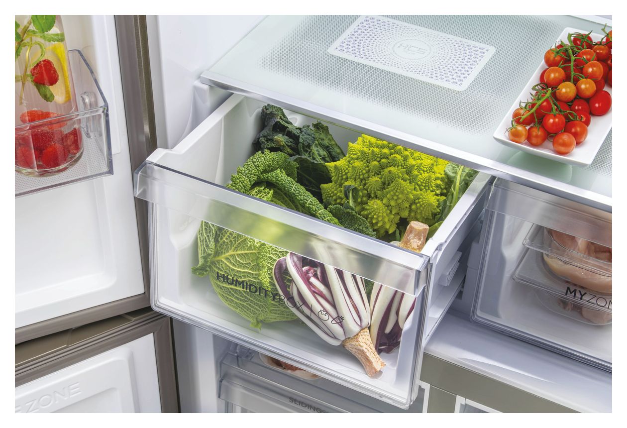 HTF-520WP7 Side-by-Side Kühl-/ Gefrierkombination 351 l / 174 l 360 kWh NoFrost 1900 mm x 908 mm  (Silber) 