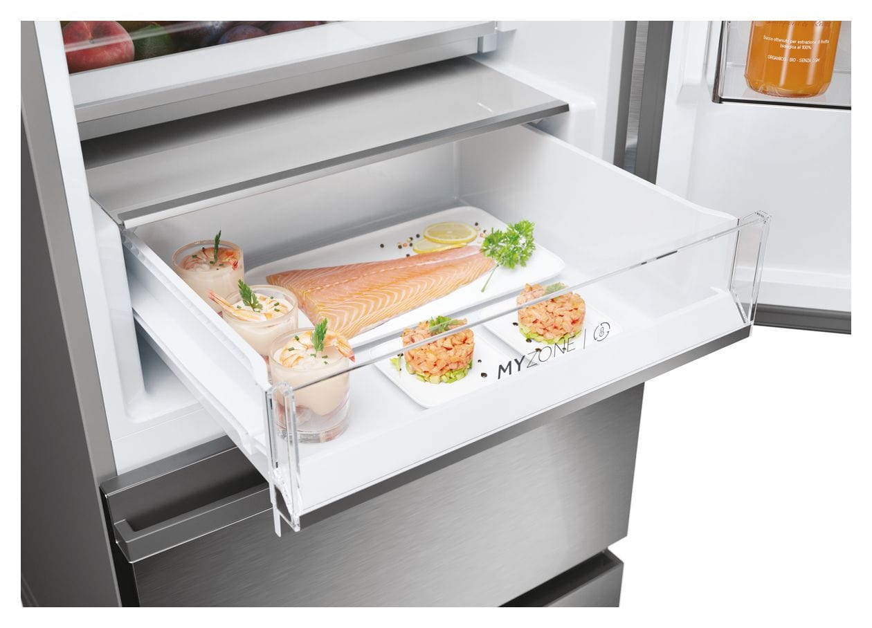 HTW5620DNMG 289 l / 125 l Kühl-Gefrierkombi freistehend NoFrost 226 kWh Jahr  (Silber) 