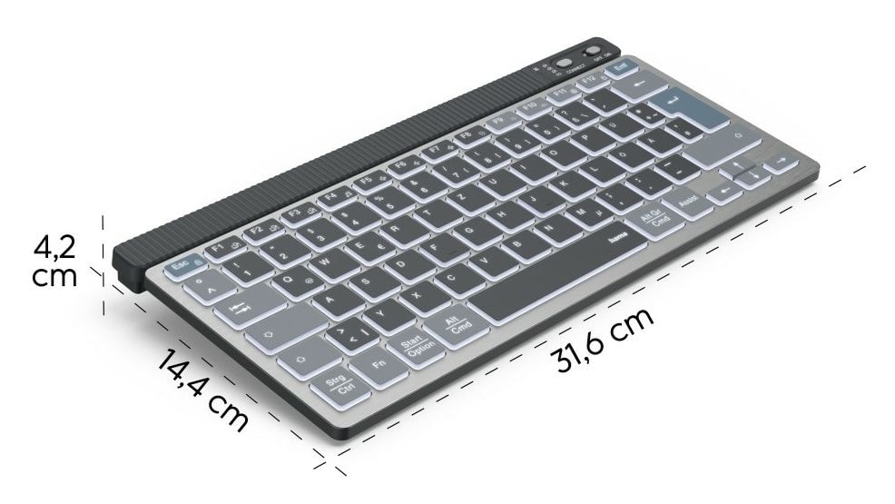 173067 WK-700 LED Heimbüro Tastatur Bluetooth 2.4 GHz (Anthrazit, Schwarz, Blau) 