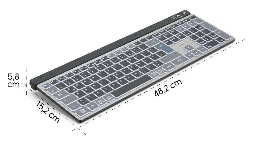 173068 WK-750 LED Heimbüro Tastatur Bluetooth 2.4 GHz (Anthrazit, Schwarz, Blau) 