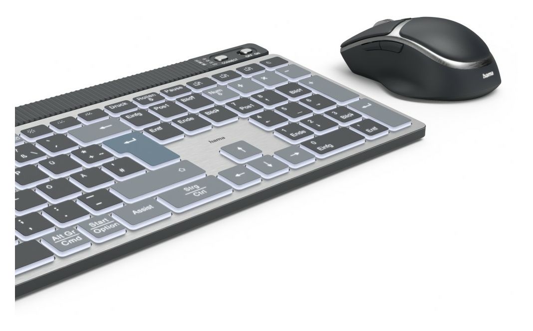 173069 WKM-750 LED Heimbüro Tastatur Bluetooth 2.4 GHz (Anthrazit, Schwarz, Blau) 