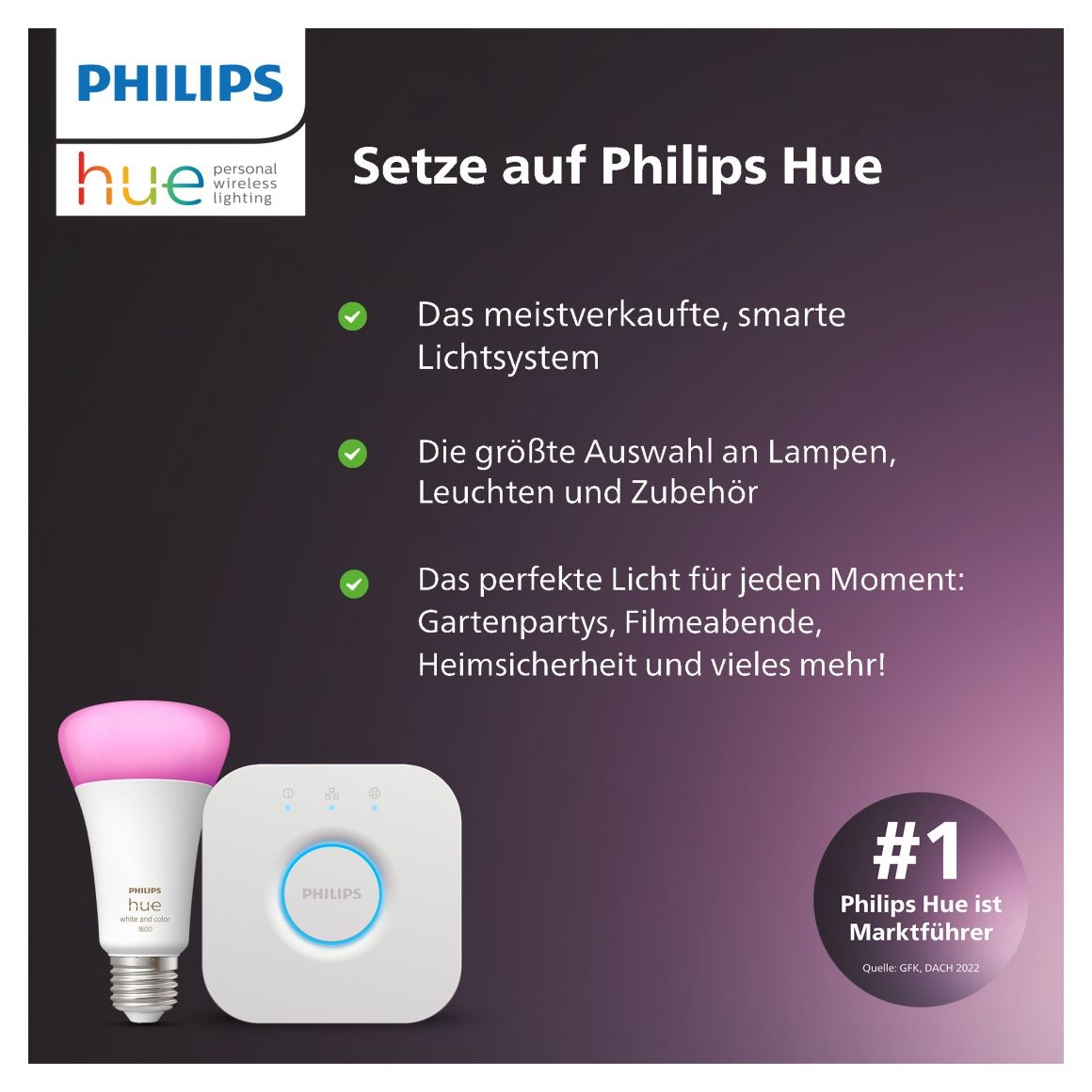 Hue Bridge Bundle White & Color Ambiance + Hue Bridge LED Universalstreifenleuchte 2000 mm DC 