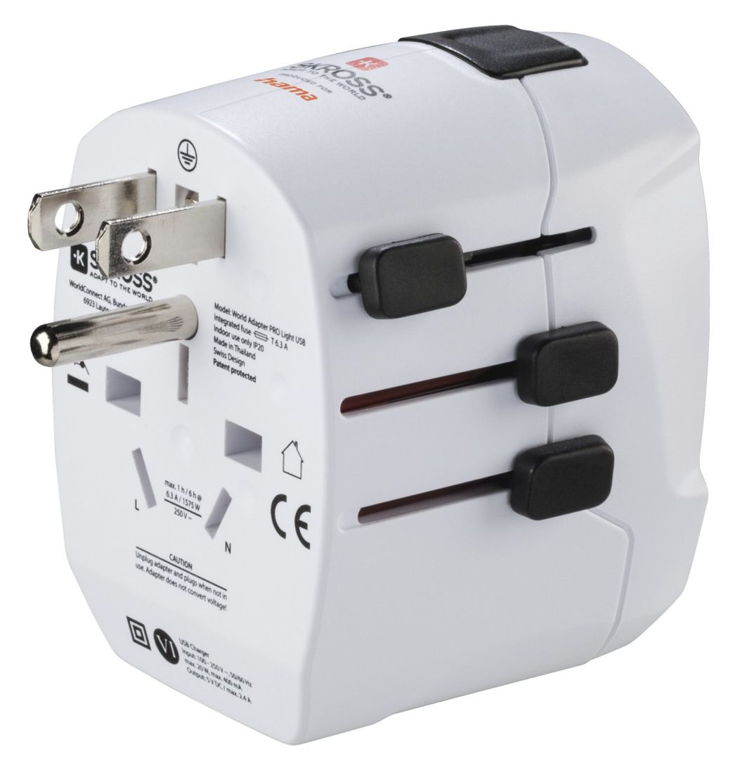 World Travel Pro Light USB Reiseadapter für bis zu 200 Länder 