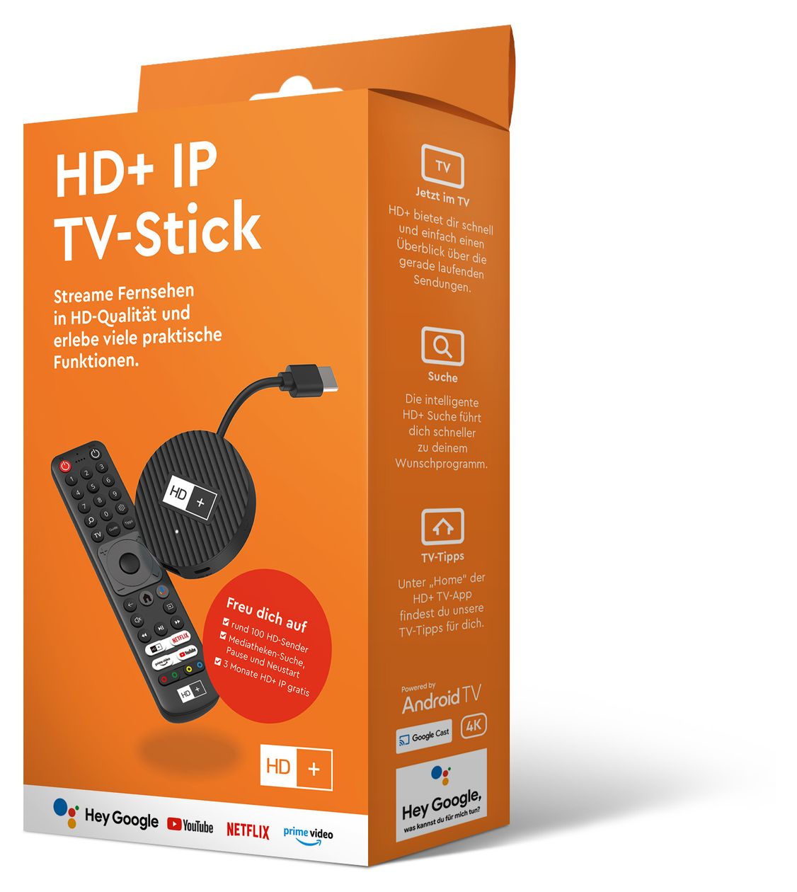 IP TV-Stick inkl. HD+ IP für 3 Monate 4K Ultra HD Media Player 32 GB HDMI 