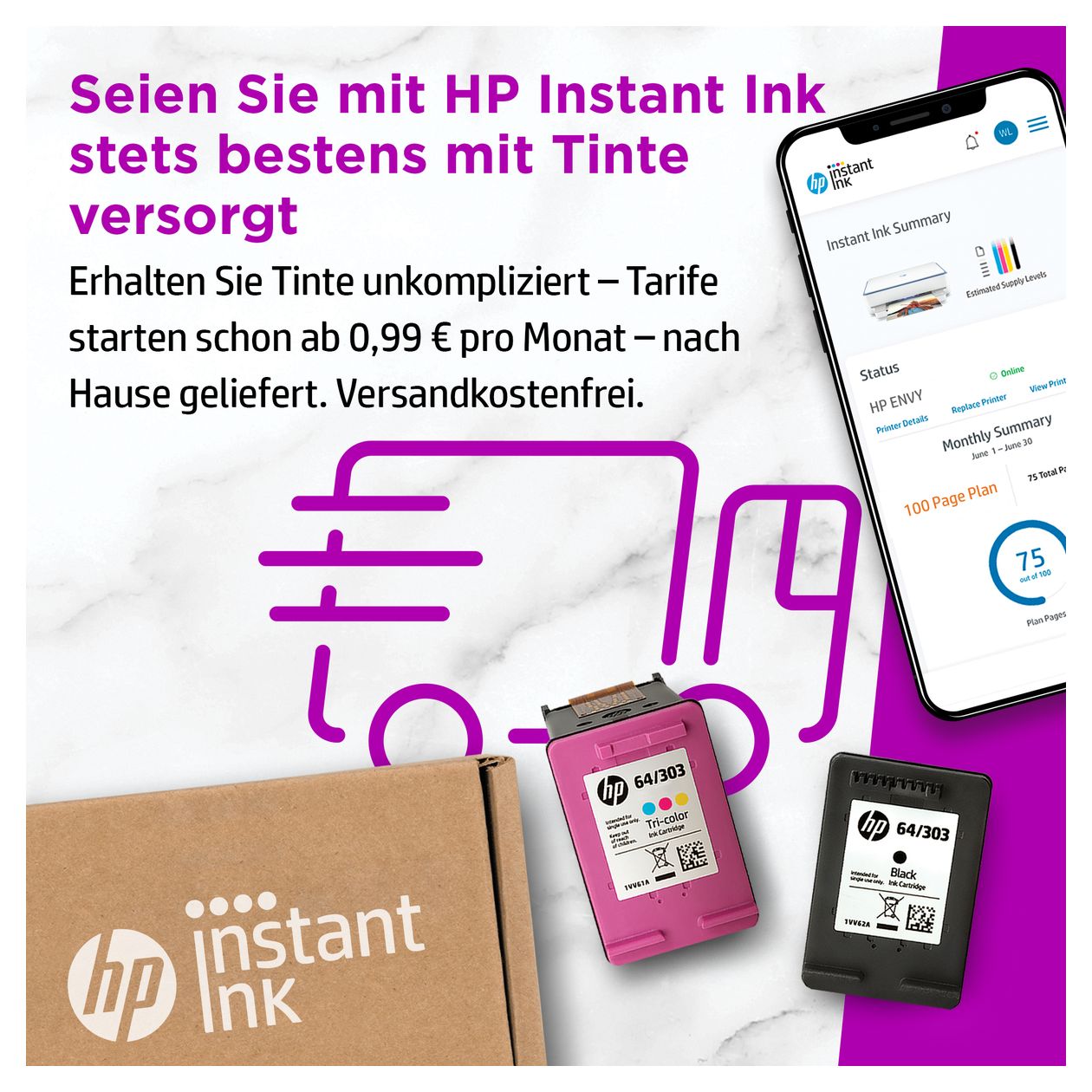 Envy 6010e Wireless All-in-One Farbe Drucker, Instant Ink; Kopierer, Scanner 