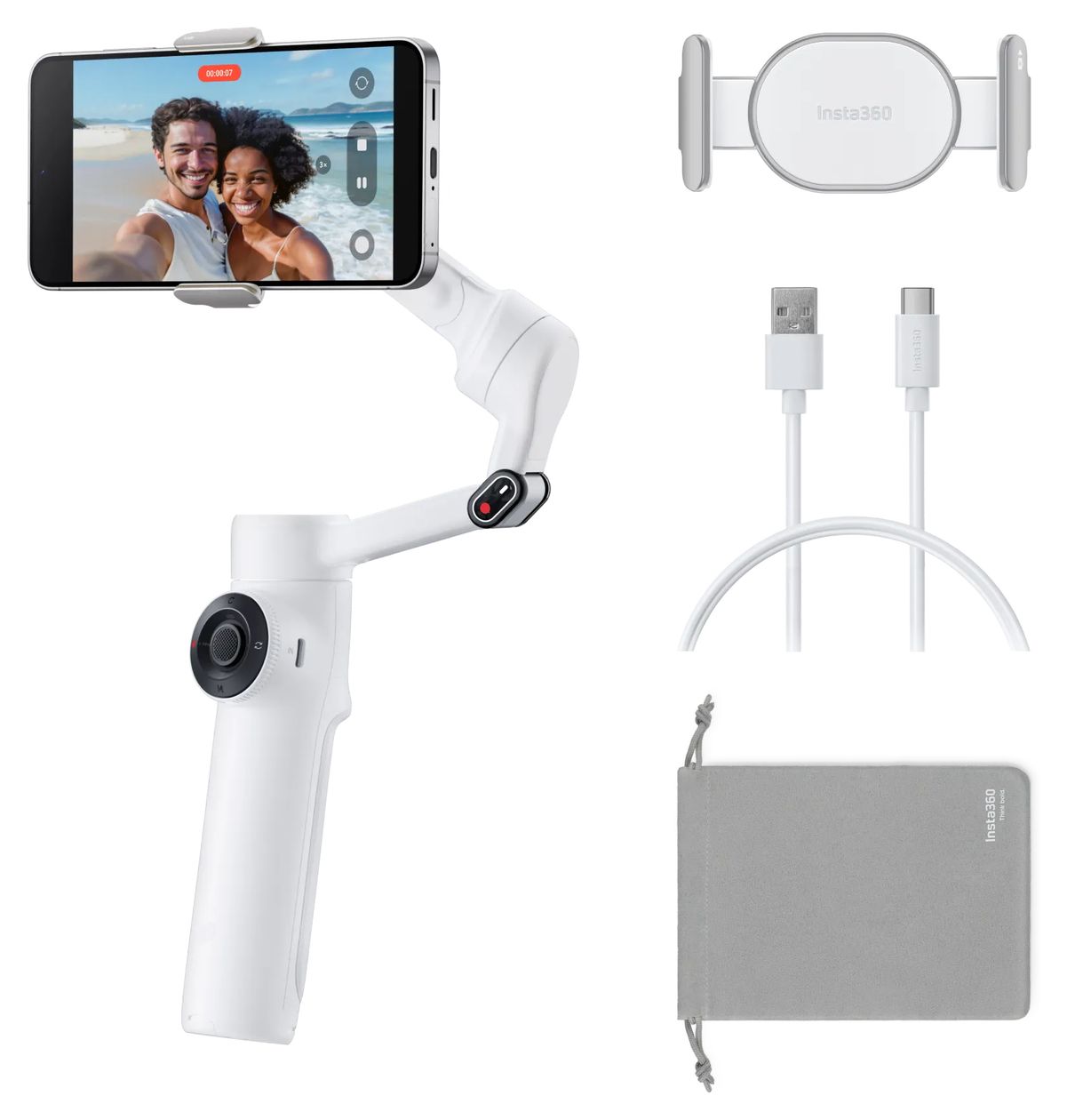 Flow 2 Standard Bundle Stativ Gimbal für Smartphone faltbar Bluetooth  (Weiß) 