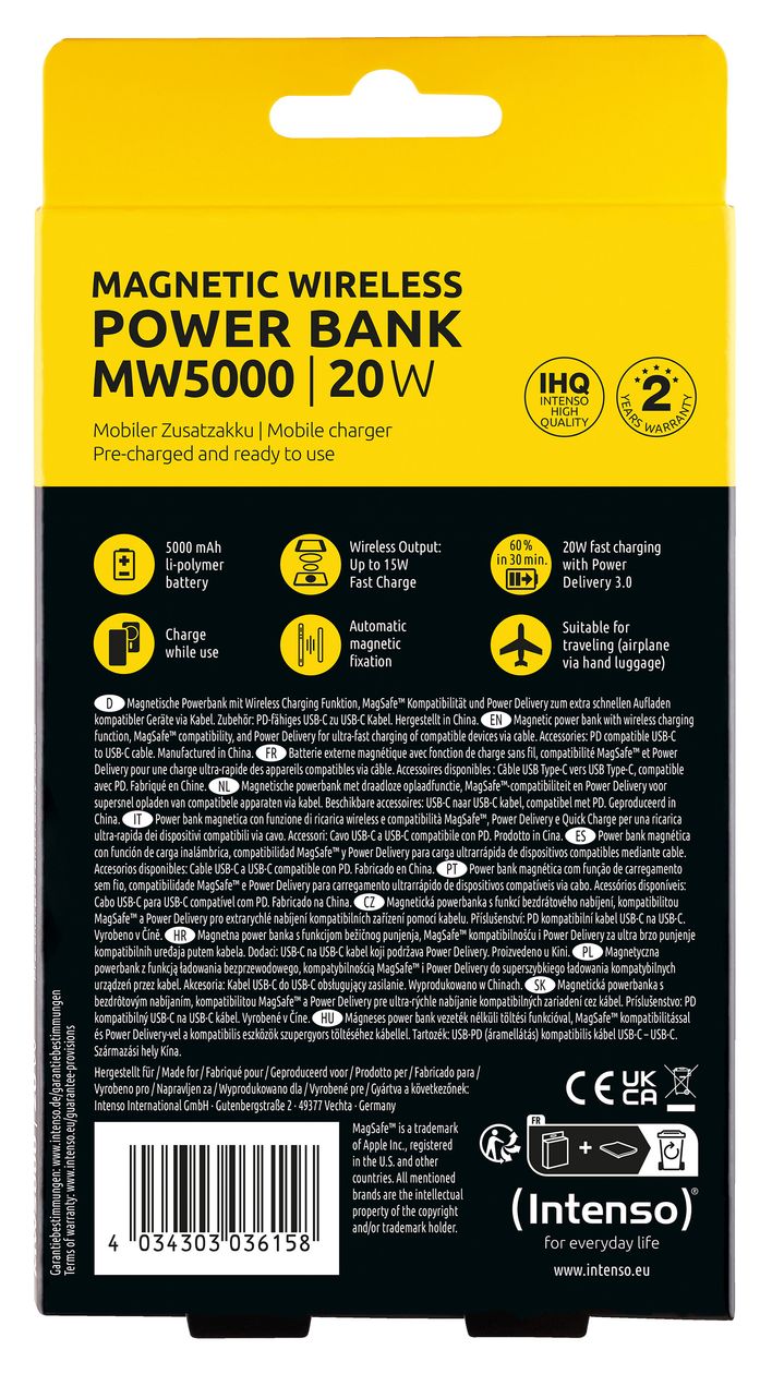 MW 5000 mAh Powerbank USB Typ-C Kabelloses Laden  (Grau) 