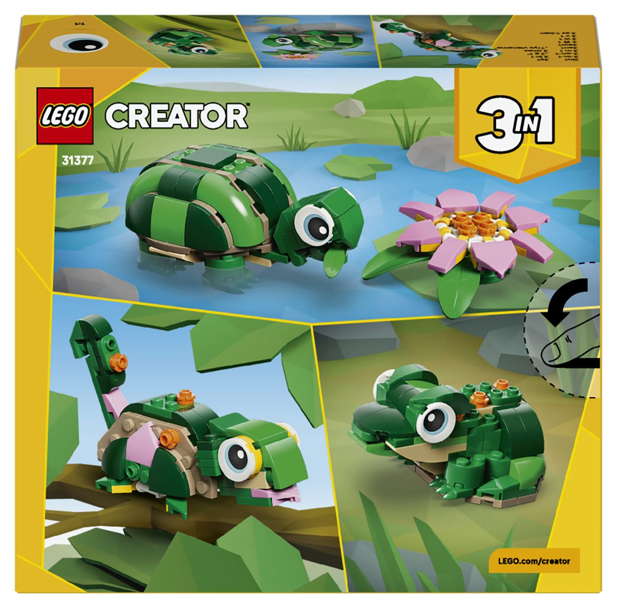 Creator 3-in-1 Schildkröte mit Seerose Bauset 124 Teile  (Mehrfarbig) 