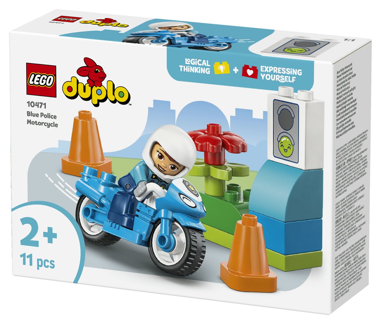 DUPLO Town Blaues Polizeimotorrad Bauset 11 Teile  (Mehrfarbig) 