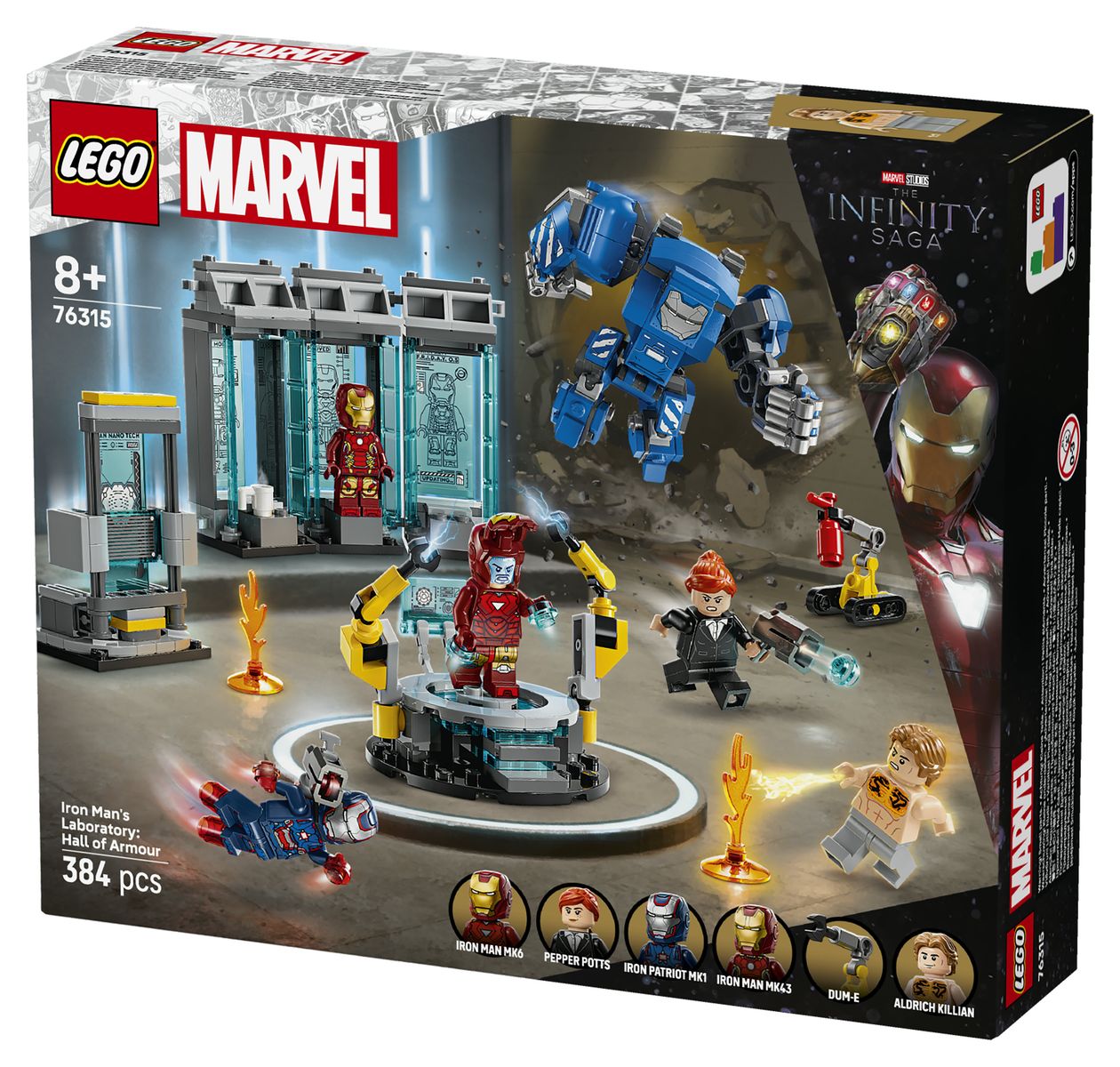Marvel Iron Mans Labor Halle der Rüstungen Bauset 384 Teile  (Mehrfarbig) 
