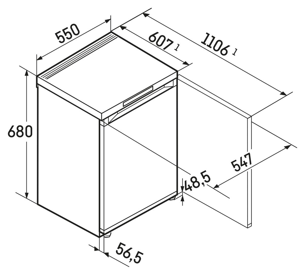 Fe1003-20 76 l Gefrierschrank 163 kWh Jahr  (Weiß) 