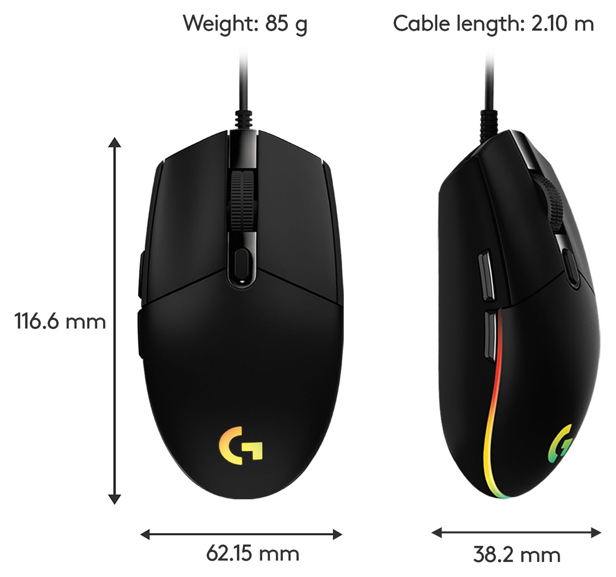 G203 LightSync 8000 DPI Gaming Maus  (Schwarz) 