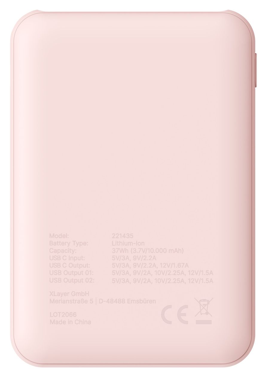 Mini 10000 mAh Powerbank USB Typ-C  (Rose) 