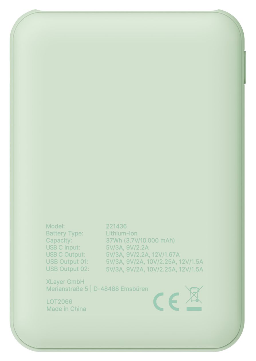 Mini 10000 mAh Powerbank USB Typ-C  (Mint) 