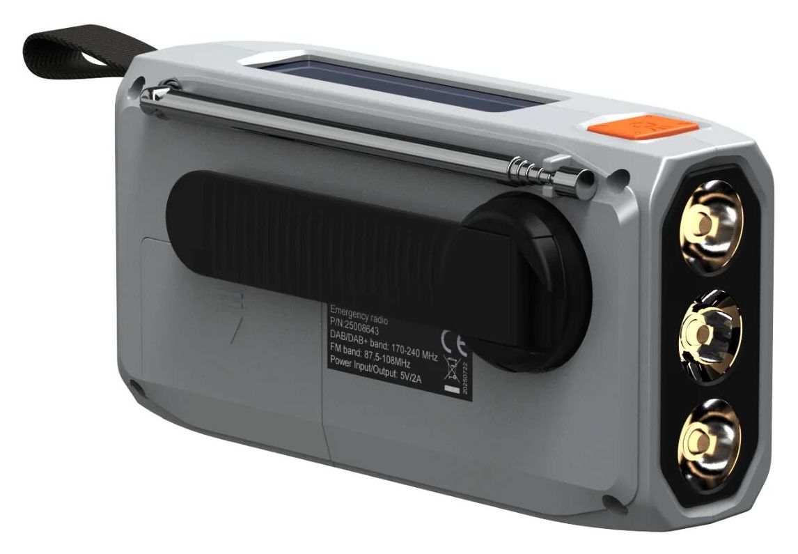 RESQ100 Kurbelradio Bluetooth DAB, DAB+, FM Radio Tragbar IPX3  (Hellgrau) 