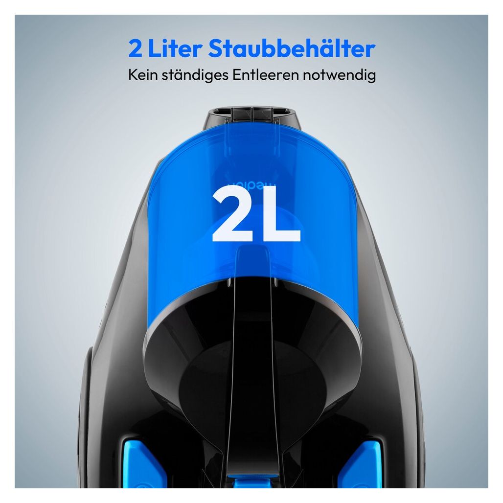 E2001 MD12078 Bodenstaubsauger Beutellos 800 W HEPA (Transparent, Schwarz, Blau) 
