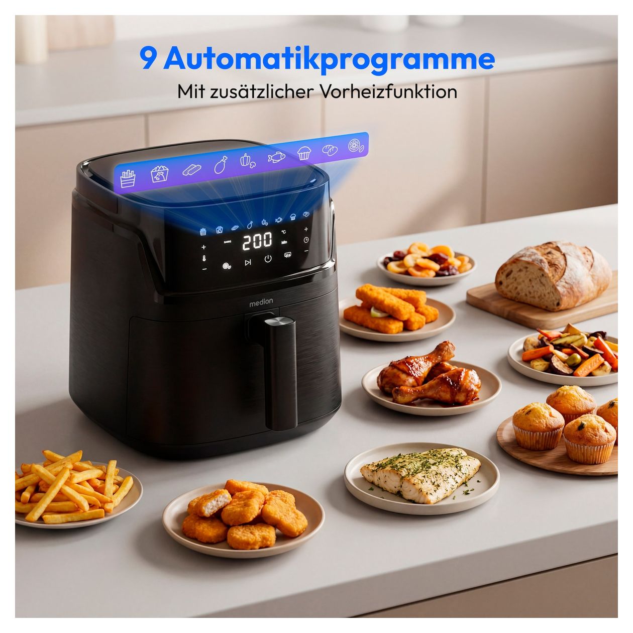 Life P15 XL Eigenständig Heißluftfritteuse 7,2 l 1650 W  (Schwarz) 