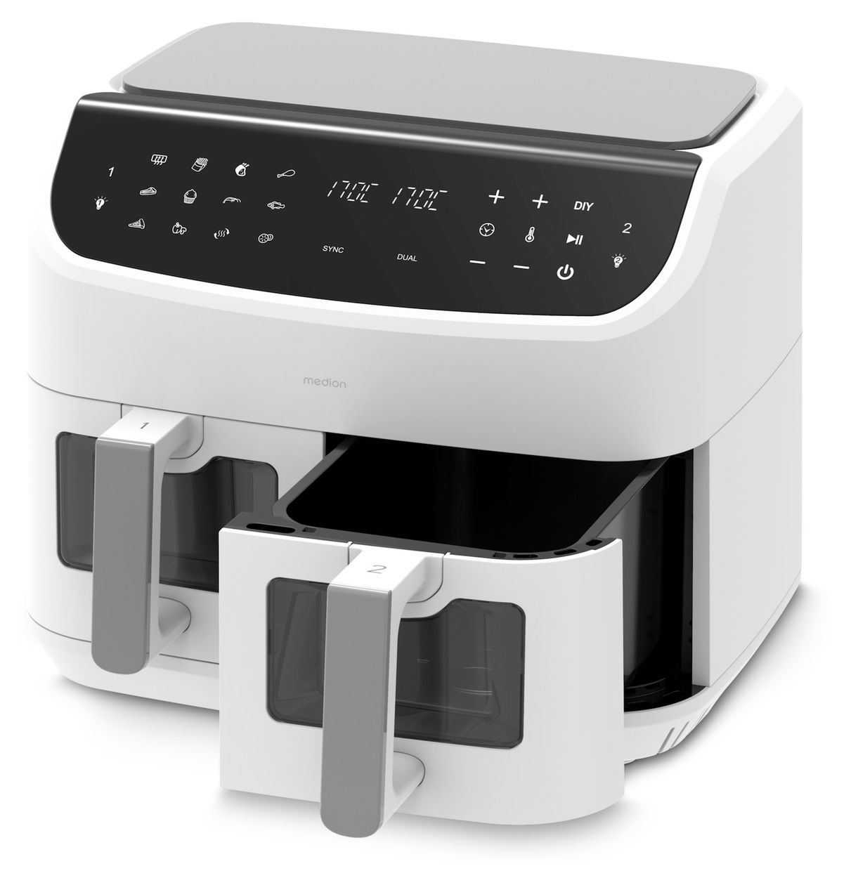 Life P20 XXL Doppel Heißluftfritteuse 8,7 l 2600 W  (Weiß, Schwarz) 