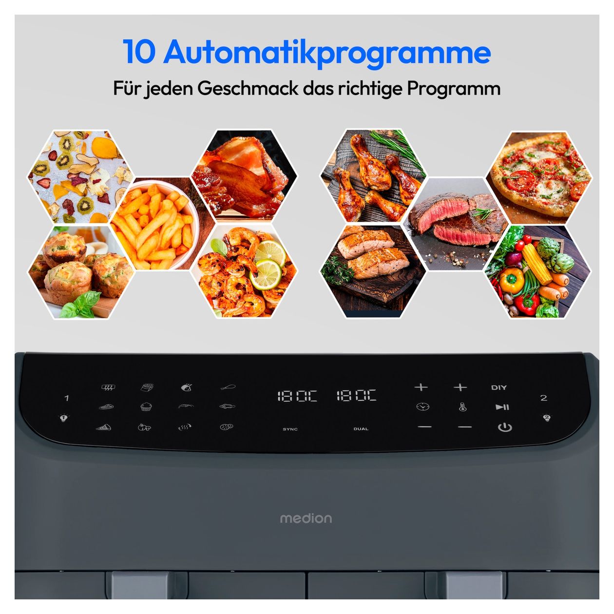 Life P20 XXL Twin Doppel Heißluftfritteuse 8,7 l 2600 W  (Schwarz) 