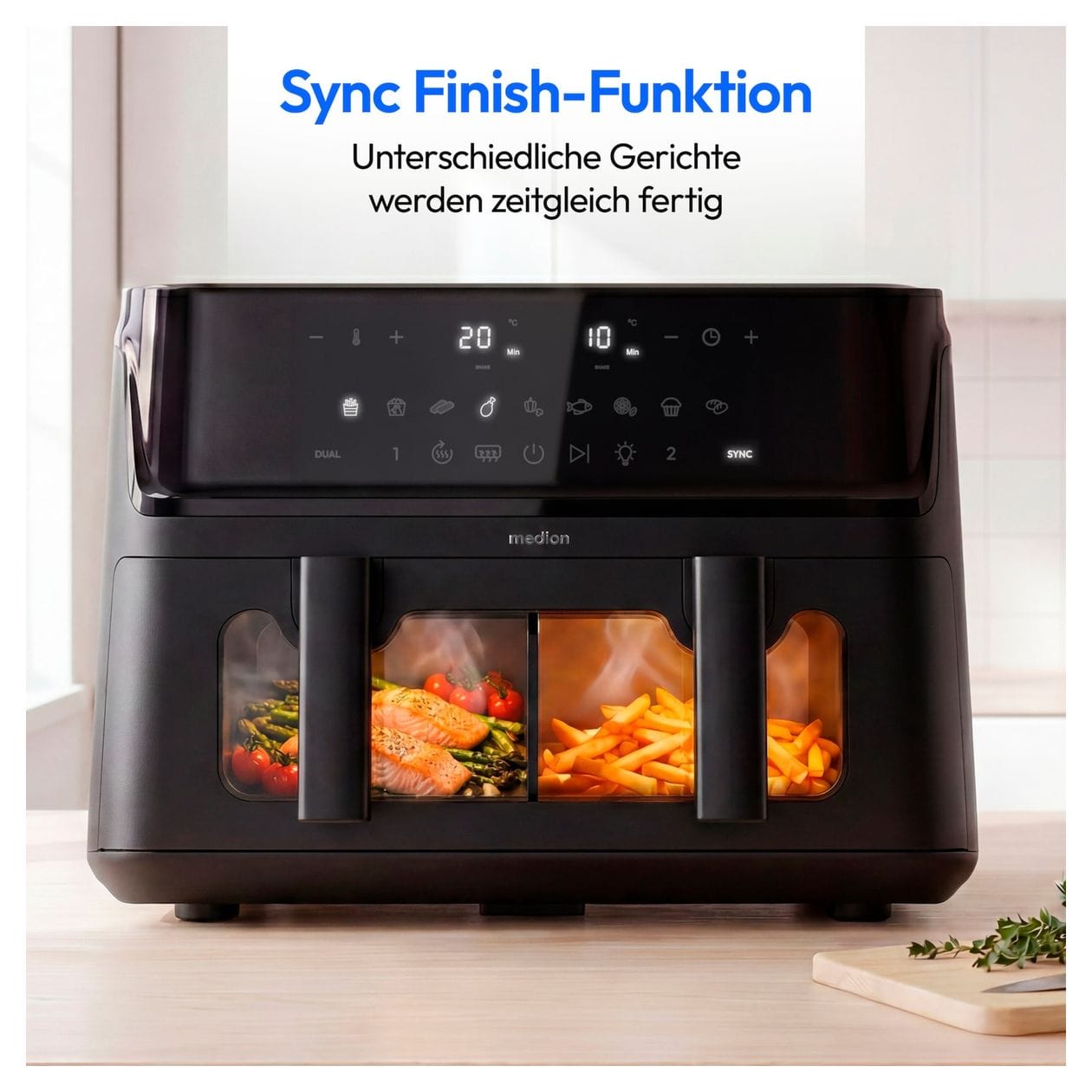 Life P25 XXL Flex M Doppel Heißluftfritteuse 10,8 l 3040 W  (Schwarz) 