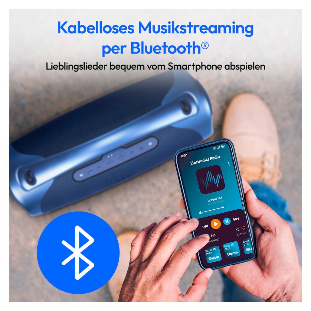 Life P61768 100 W Bluetooth Lautsprecher IPX7 Laufzeit bis 30 h  (Blau) 