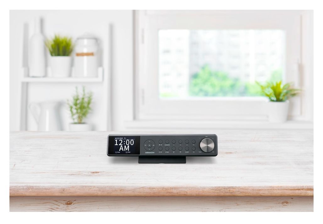 Life P66750 Bluetooth DAB+, PLL, UKW Radio Uhr  (Grau) 