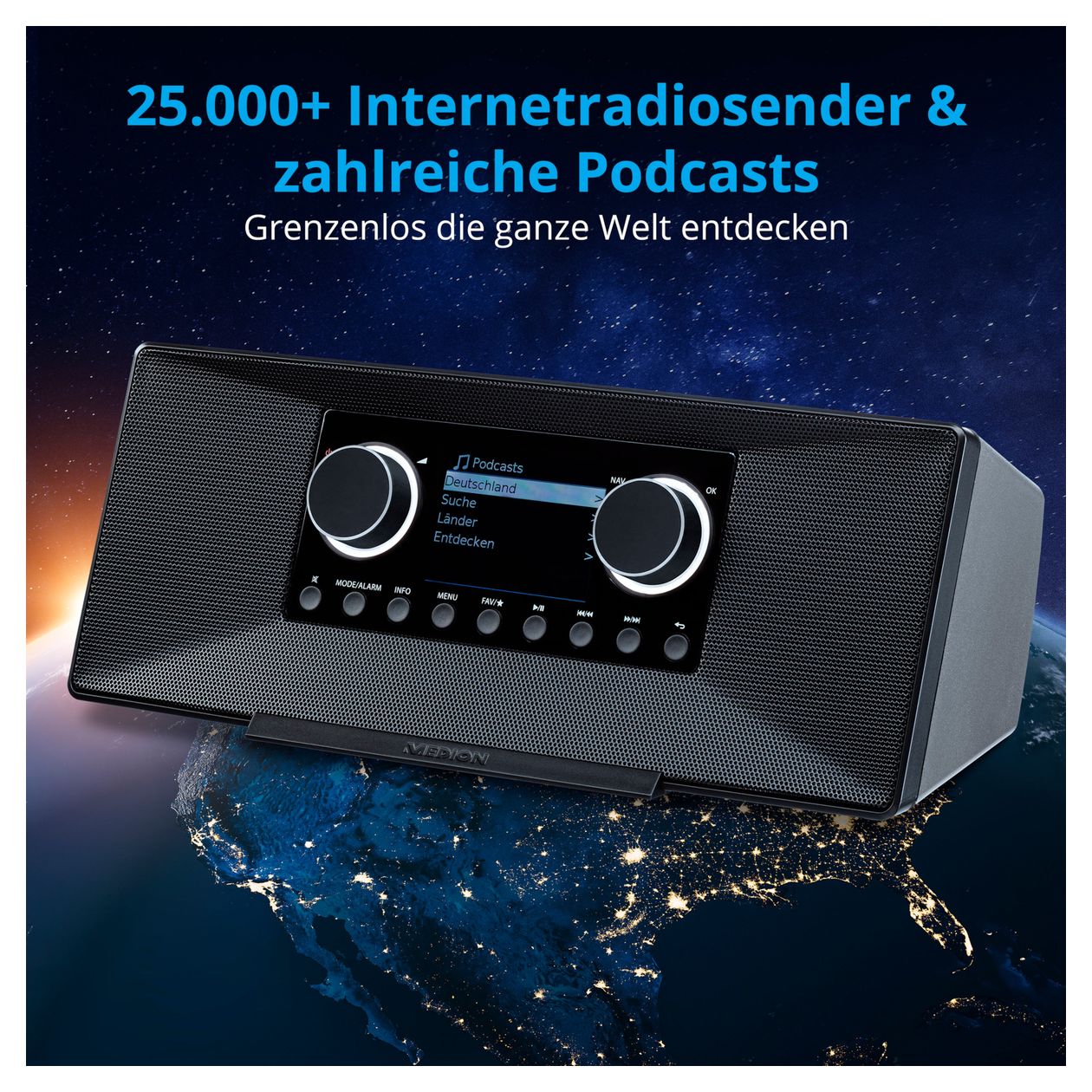 Life P85333 Bluetooth AM, DAB+, FM, MW Radio Internet  (Schwarz) 