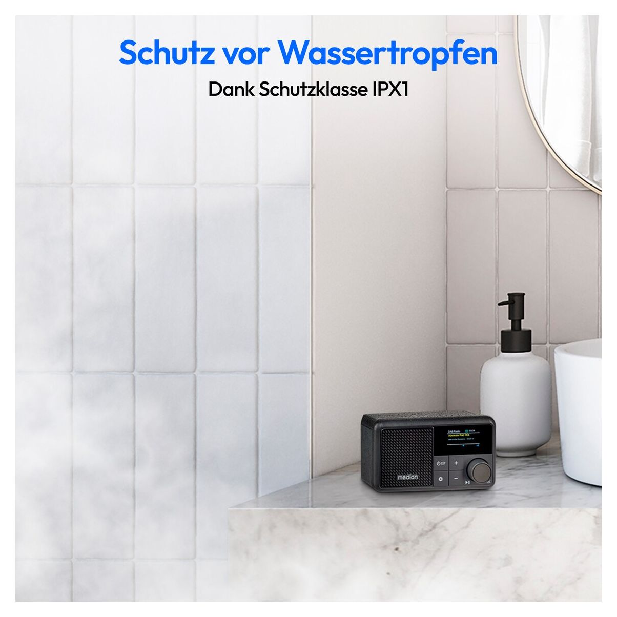 Life S66822 Bluetooth DAB+, UKW Radio Tragbar IPX1  (Schwarz) 
