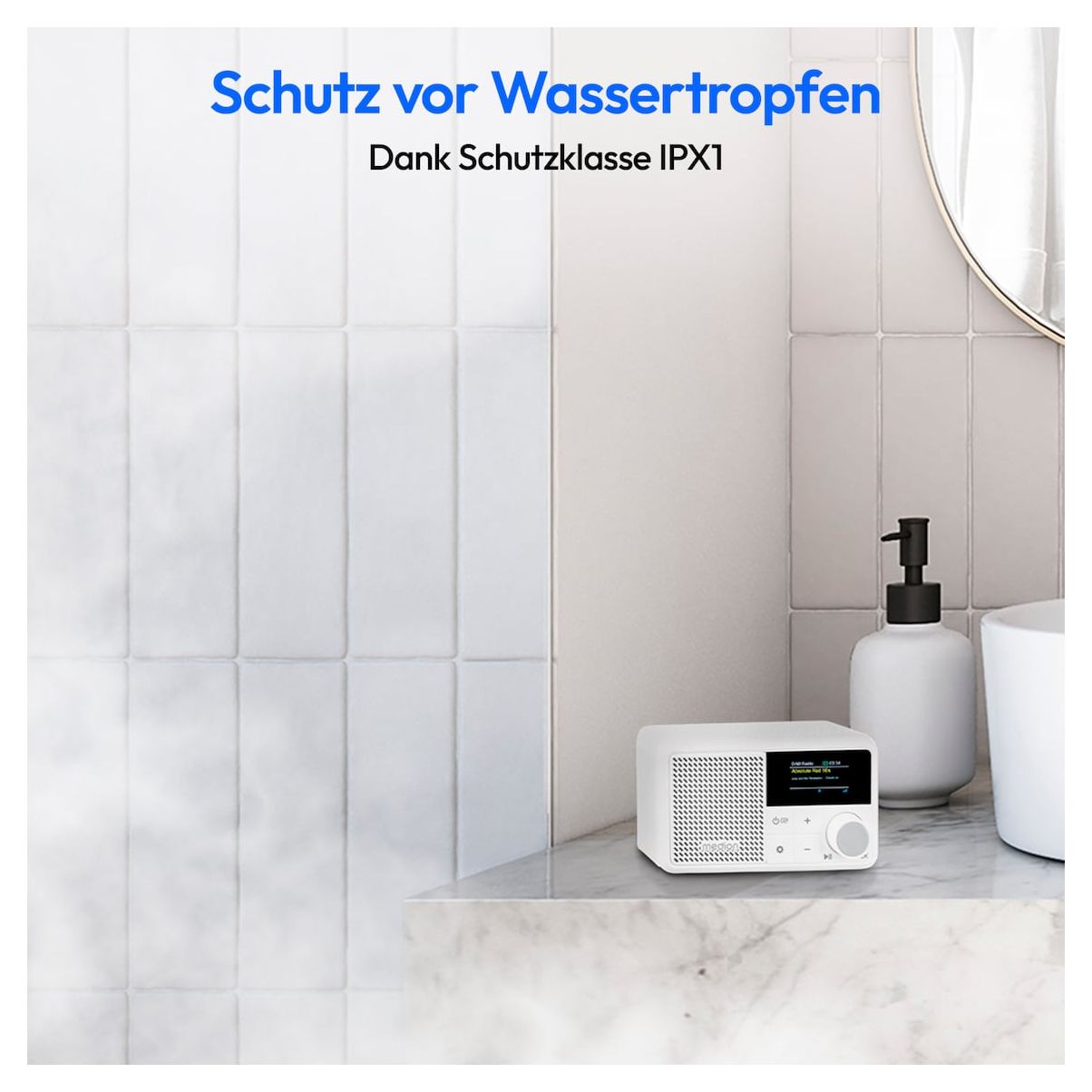 Life S66822 Bluetooth DAB+, UKW Radio Tragbar IPX1  (Weiß) 