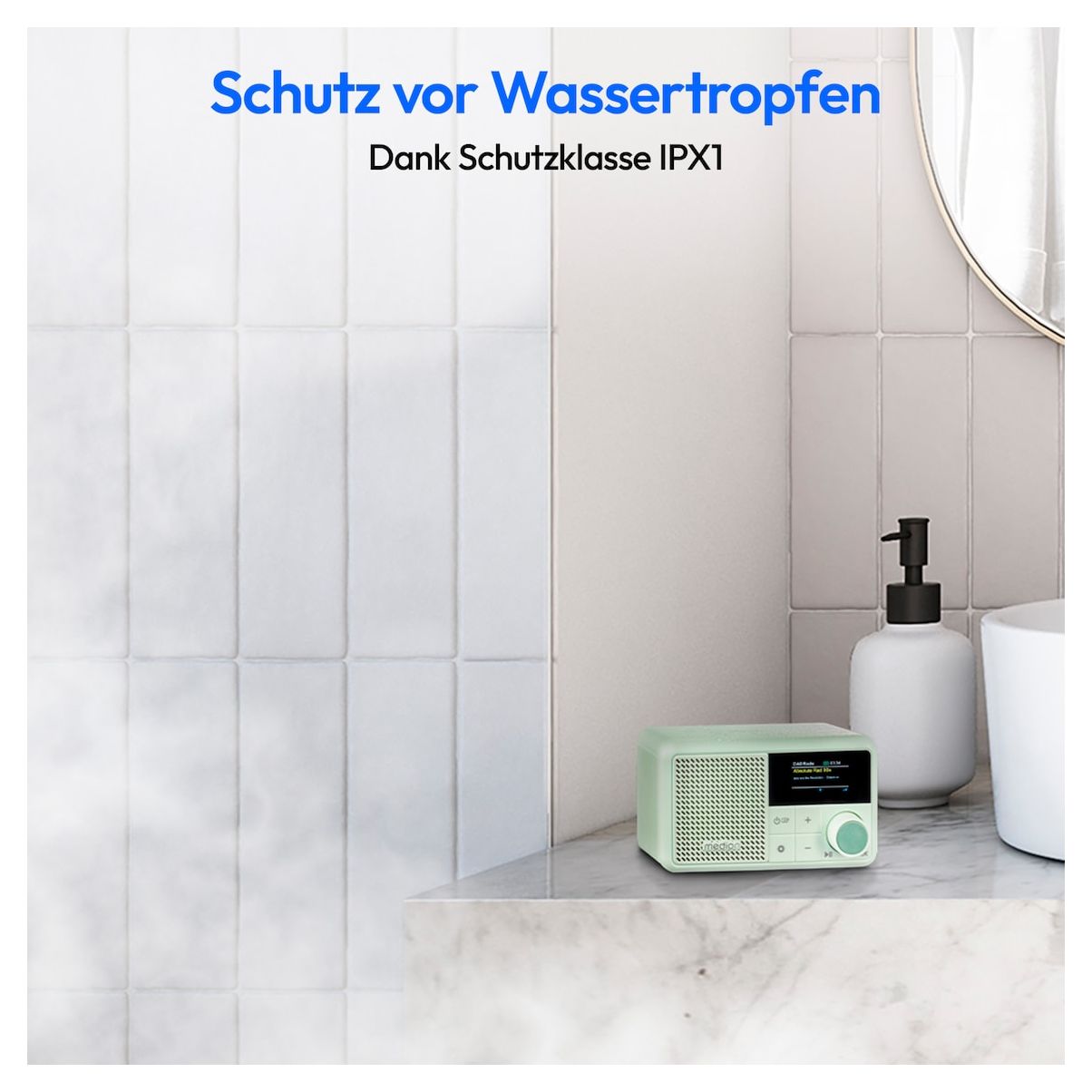 Life S66822 Bluetooth DAB+, UKW Radio Tragbar IPX1  (Grün) 
