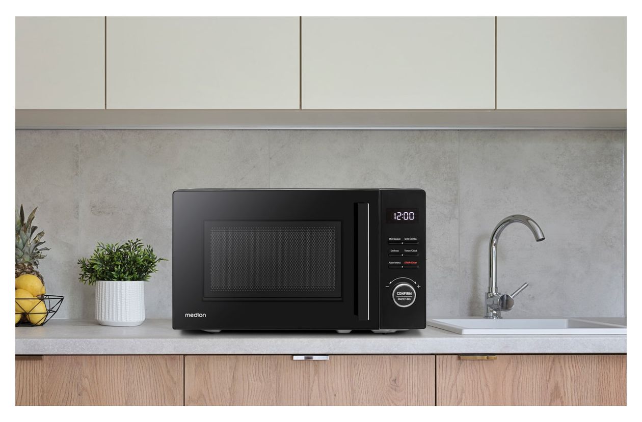 MD12021 Freistehende Mikrowelle 800 W Größe: klein 5 Stufen Grill  (Schwarz) 