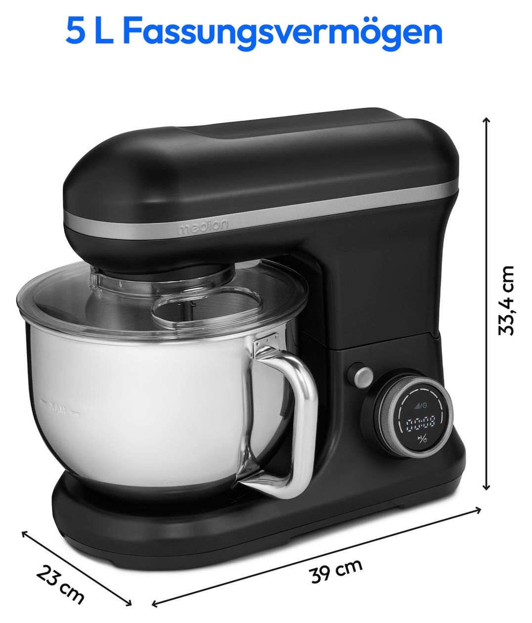 MD18420 1200 W Küchenmaschine 5 l  (Edelstahl/Schwarz) 