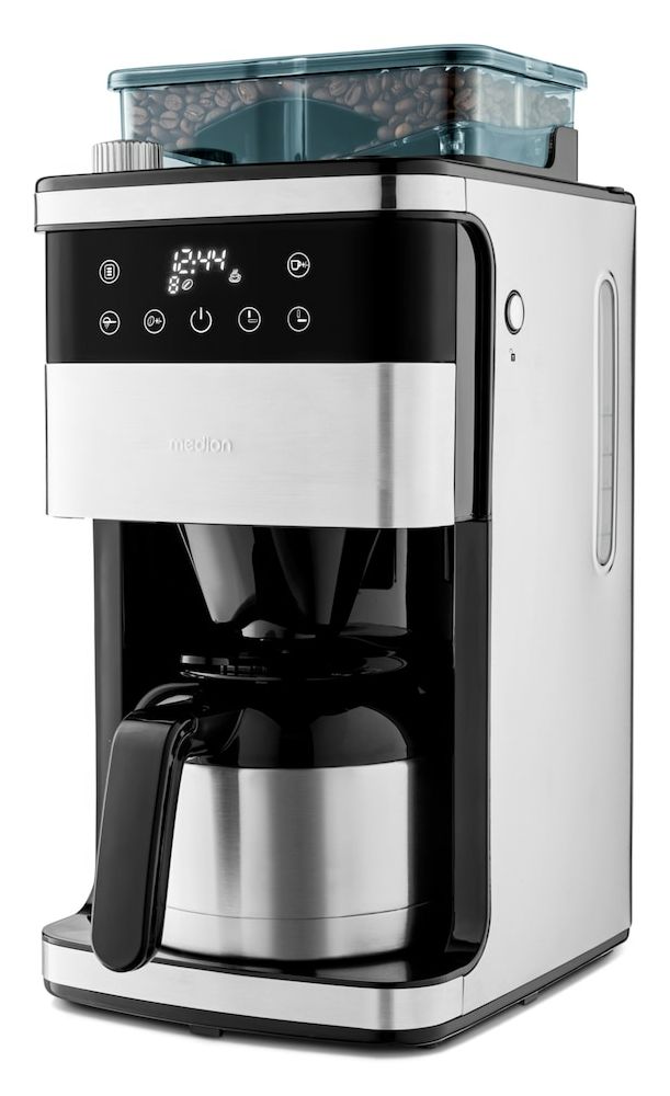MD19911 8 Tassen Thermo Filterkaffeemaschine 1,0 l  (Schwarz, Edelstahl) 