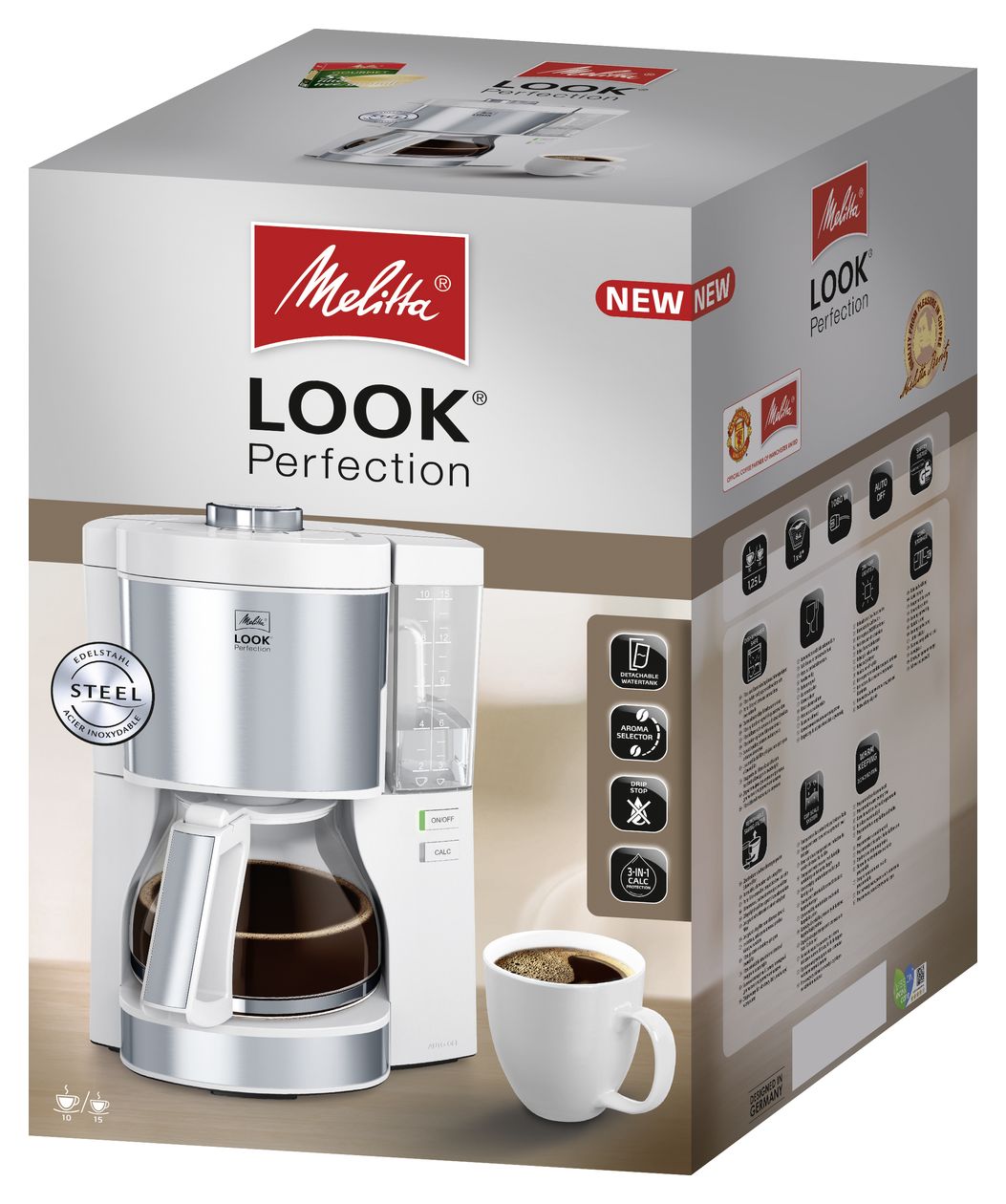 1025-05 15 Tassen Filterkaffeemaschine  (Silber, Weiß) 