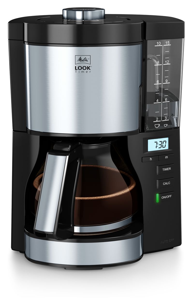1025-08 Look V Timer 15 Tassen Filterkaffeemaschine  (Schwarz, Silber) 