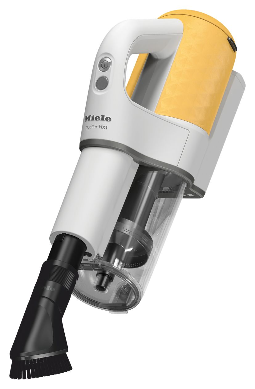 Duoflex HX1 Handstaubsauger Beutellos bis 55 min Laufzeit Hygienefilter  (Weiß, Gelb) 