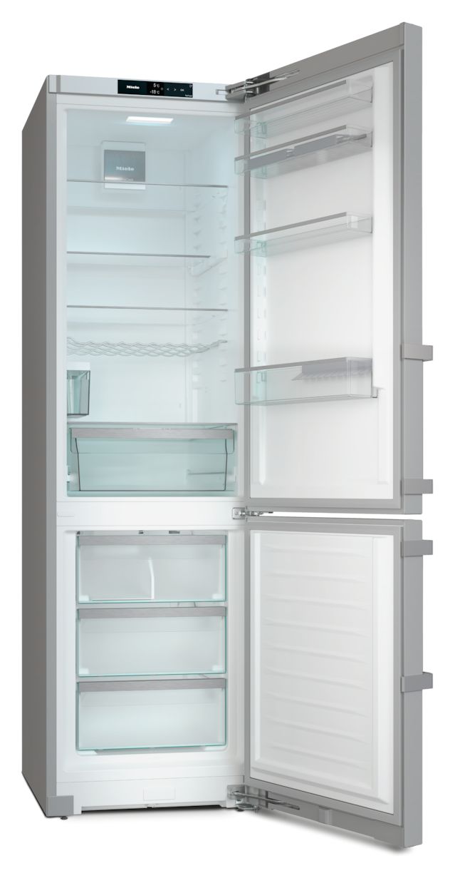 KFN4799CDE 268 l / 104 l Kühl-Gefrierkombi freistehend NoFrost 163 kWh Jahr  (Silber, Edelstahl) 