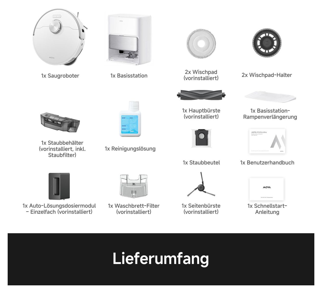 P70 Pro Ultra Saugroboter nass/trocken 30000 Pascal Leistung  (Weiß, Edelstahl) 