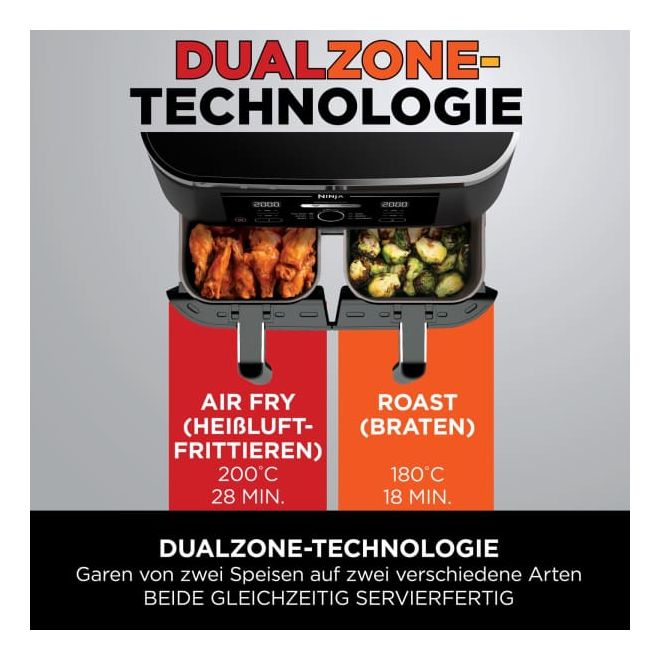 AF200EU Doppel Heißluftfritteuse 7,6 l 2400 W  (Schwarz) 