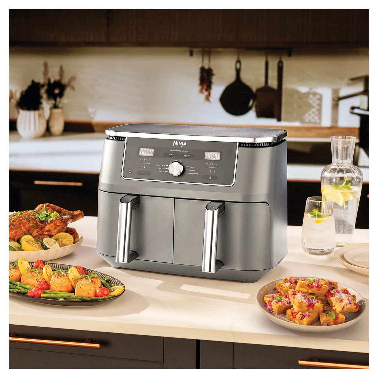 DZ400EU Doppel Heißluftfritteuse 9,5 l 2470 W  (Grau) 