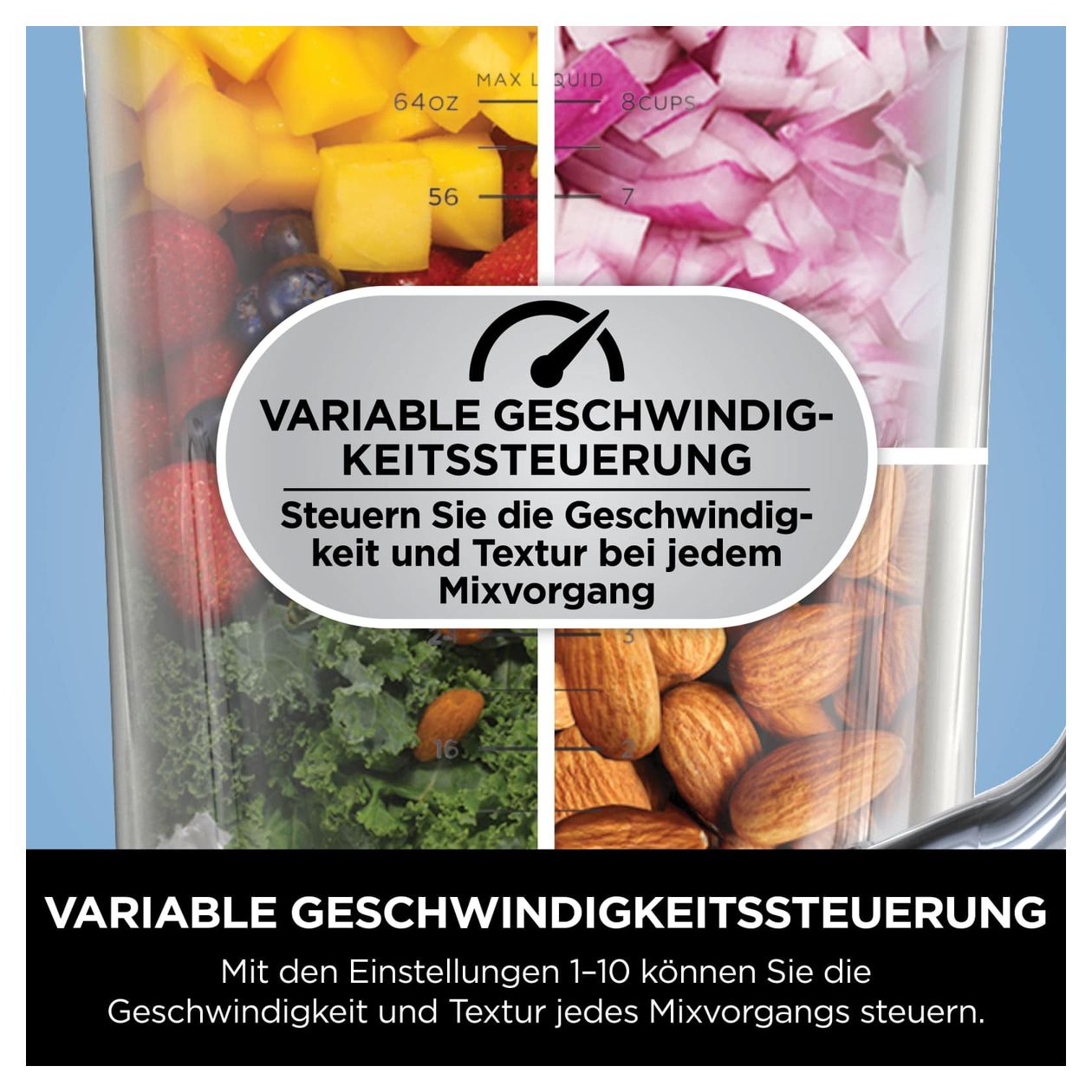 TB201EU Detect Power Mixer Pro 2,1 l Standmixer 1200 W  (Schwarz, Silber) 