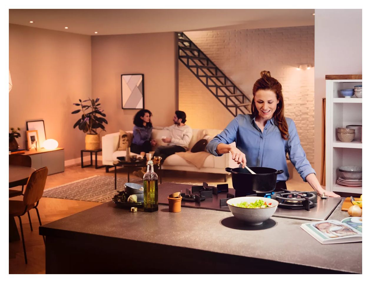 Hue White Ambience Starterset: E27 Lampe A60 Doppelpack + Dimmschalter LED Set für intelligente Beleuchtung 1100 mm Warmweiß, Kaltweiße 